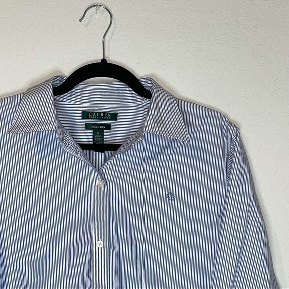 Lauren Ralph Lauren Striped Button Up Career Non-Iron Women's Blouse Size XL - Picture 2 of 9
